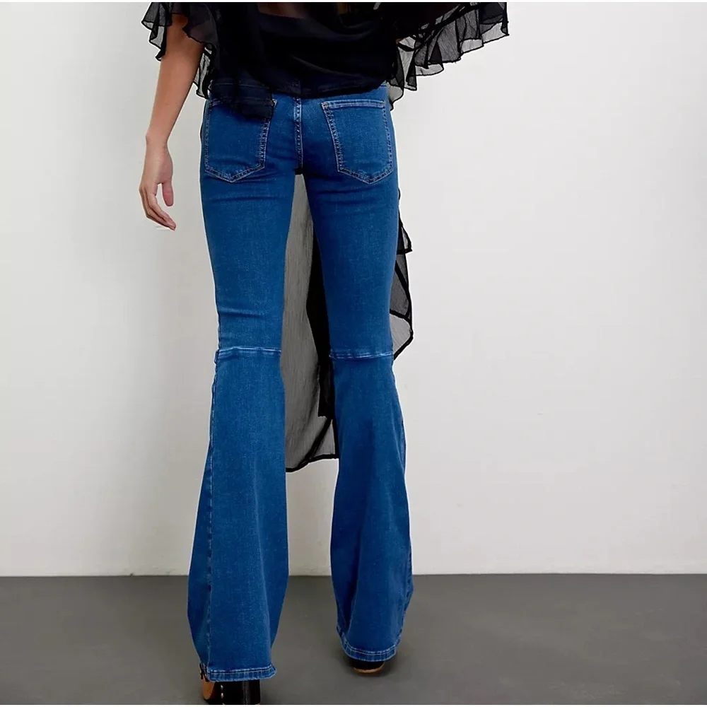 We the free Free People  PENNY PULL-ON FLARE JEANS blue motif size 29 new - Picture 8 of 8